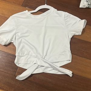 white cross over shirt